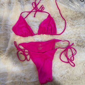JMP Hot Pink Ribbed Bikini Set